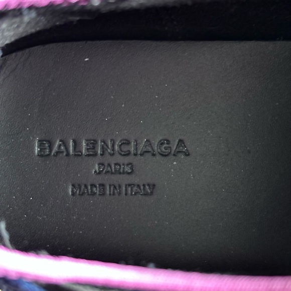 Balenciaga Race Runner - Black, Pink & Blue Slip On Sneakers - Picture 10 of 11